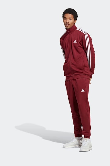 adidas Red Sportswear Basic 3-Stripes French Terry Tracksuit