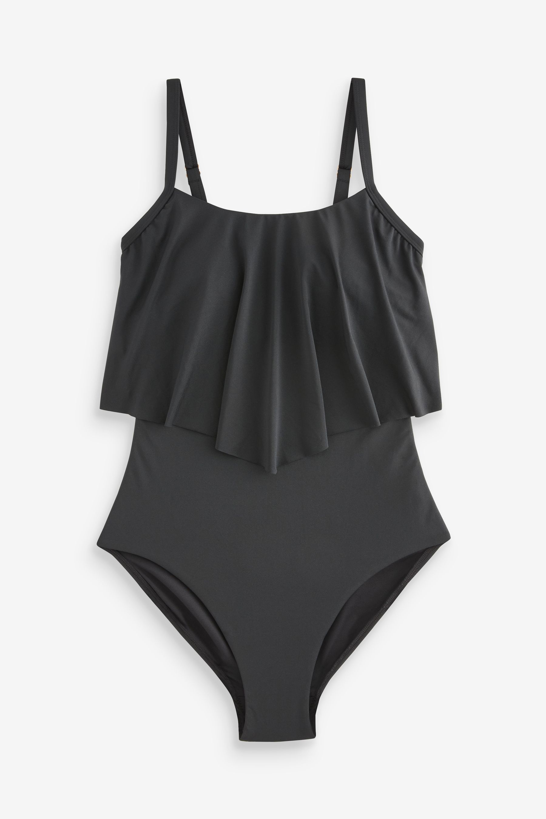 Buy Black Tummy Shaping Control Frill Swimsuit from the Next UK online shop