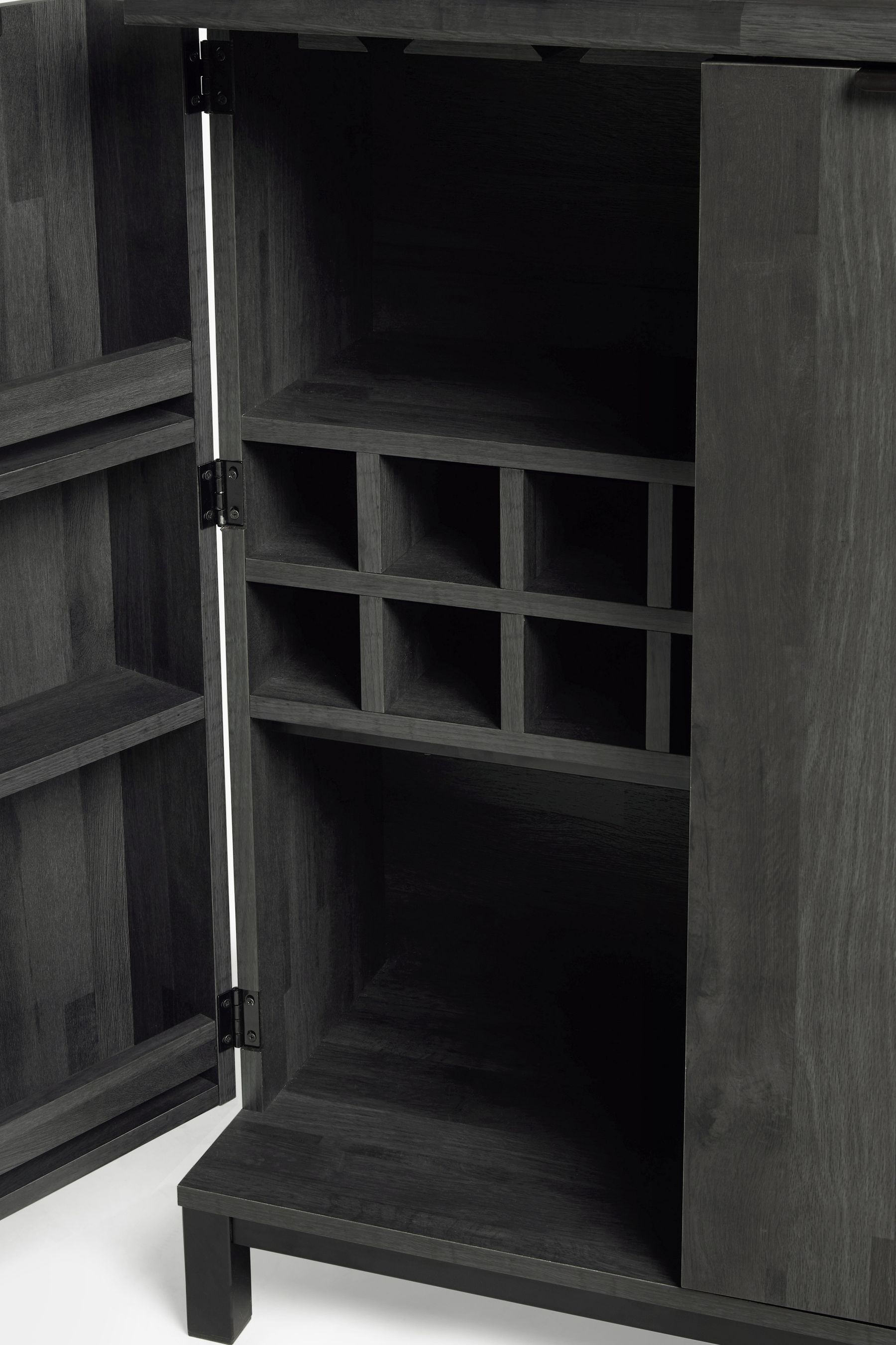 Black Bronx Oak Effect Drinks Cabinet