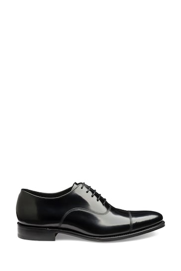 Loake Smith Black Polished Oxford Toe Cap Shoes