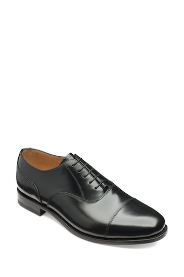 Loake Black Polished Leather Plain Toe Cap Oxford Shoes