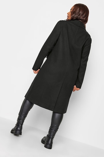 Yours Curve Black Military Coat