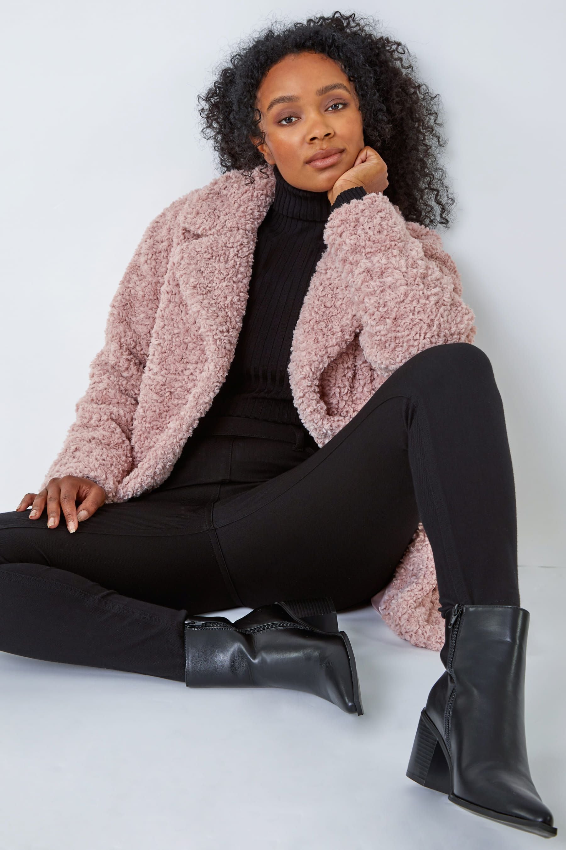 Buy Roman Pink Petite Longline Teddy Coat from the Next UK online shop