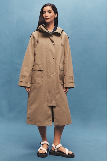 Neutral Hooded Raincoat
