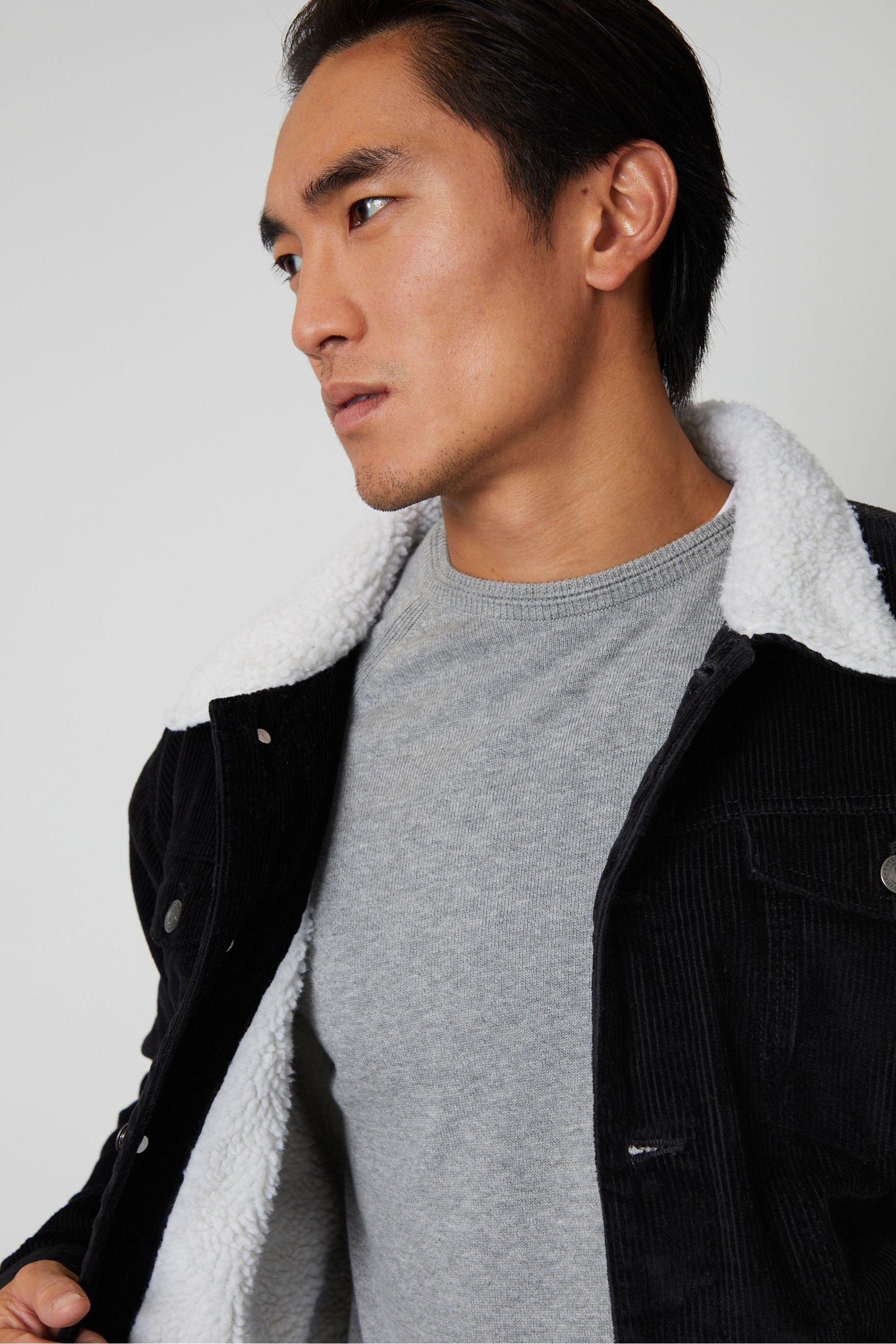 Cord jacket 2024 with borg collar