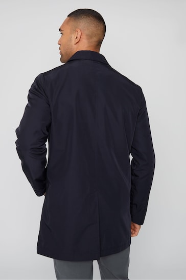 Threadbare Navy Luxe Showerproof Zip Up Collared Jacket