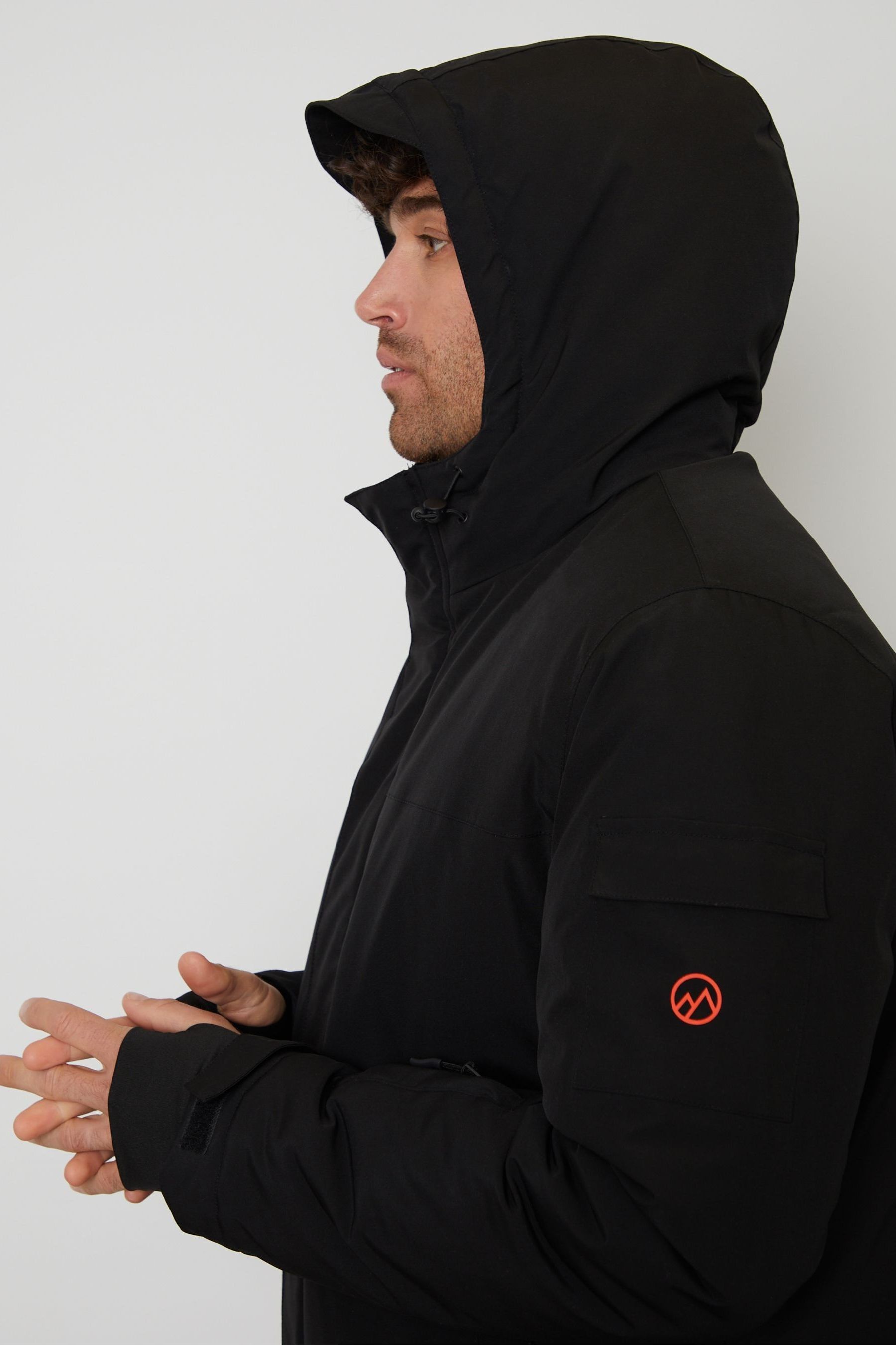 Buy Threadbare Black Microfleece Lined Hooded Ski Jacket from the