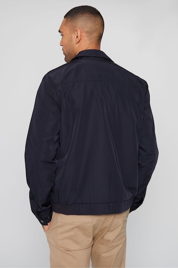 Threadbare Blue Luxe Showerproof Zip Up Collared Jacket