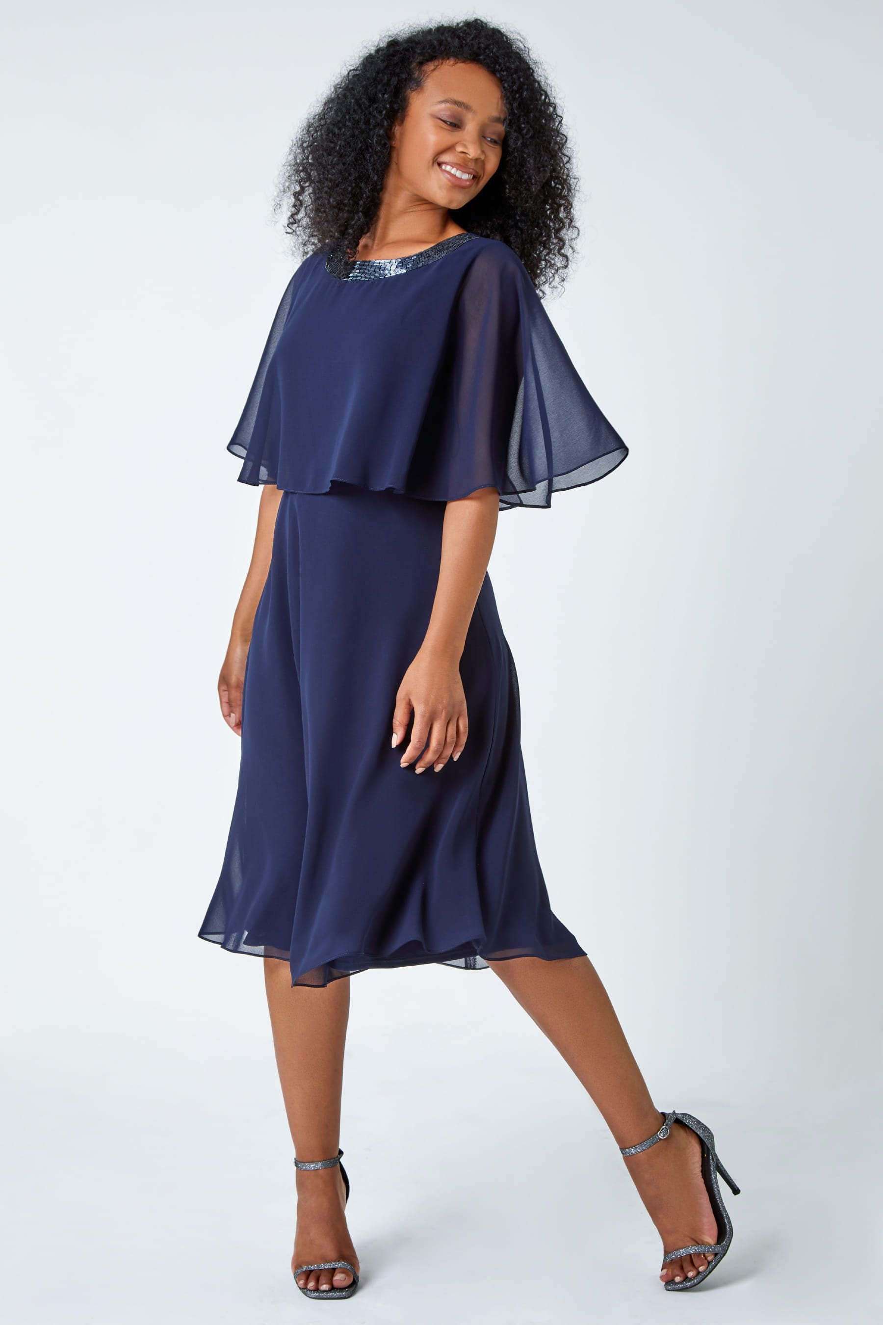 Chiffon capelet sale dress