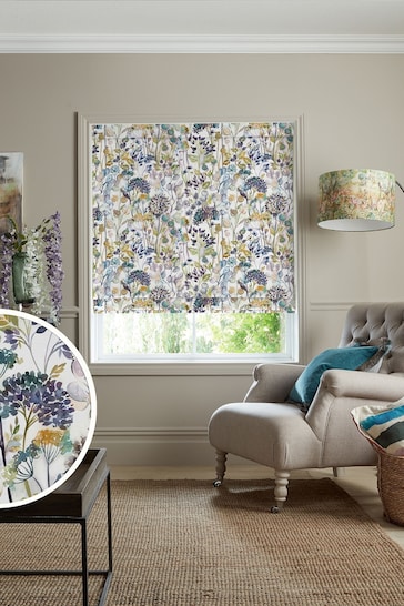 Voyage Sky Blue Country Hedgerow Made to Measure Roman Blind