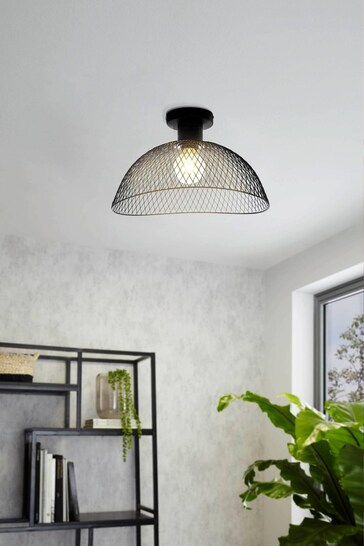 Eglo Black Pompeya 1 Light Industrial Mesh Ceiling Light