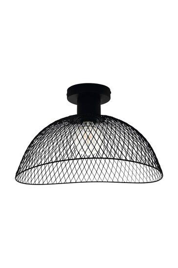 Eglo Black Pompeya 1 Light Industrial Mesh Ceiling Light