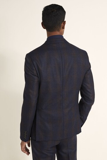 MOSS x Barberis Blue Tailored Fit Check Jacket