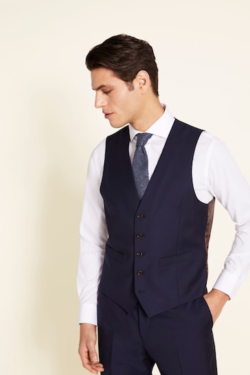 MOSS x Zenga Blue Tailored Fit Suit Waistcoat