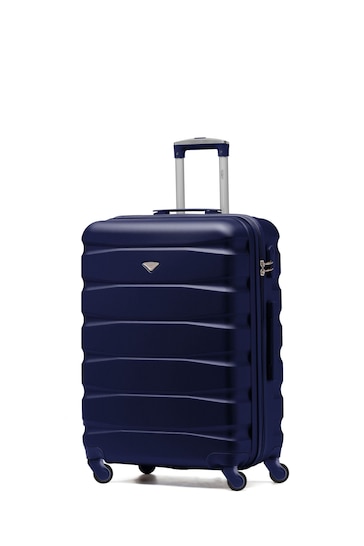 Flight Knight Navy Medium Hardcase Lightweight Check In Suitcase With 4 Wheels