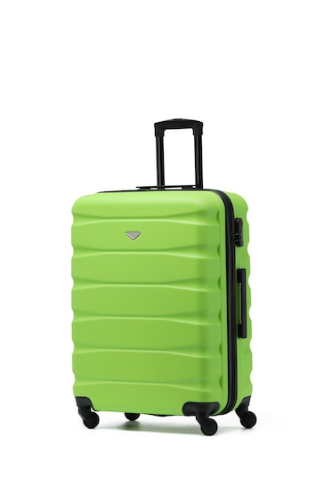 Flight Knight Green/Black Medium Hardcase Lightweight Check In Suitcase With 4 Wheels