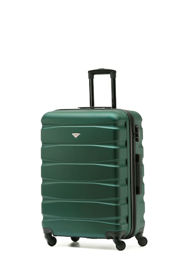 Flight Knight Forest Green/Black Medium Hardcase Lightweight Check In Suitcase With 4 Wheels