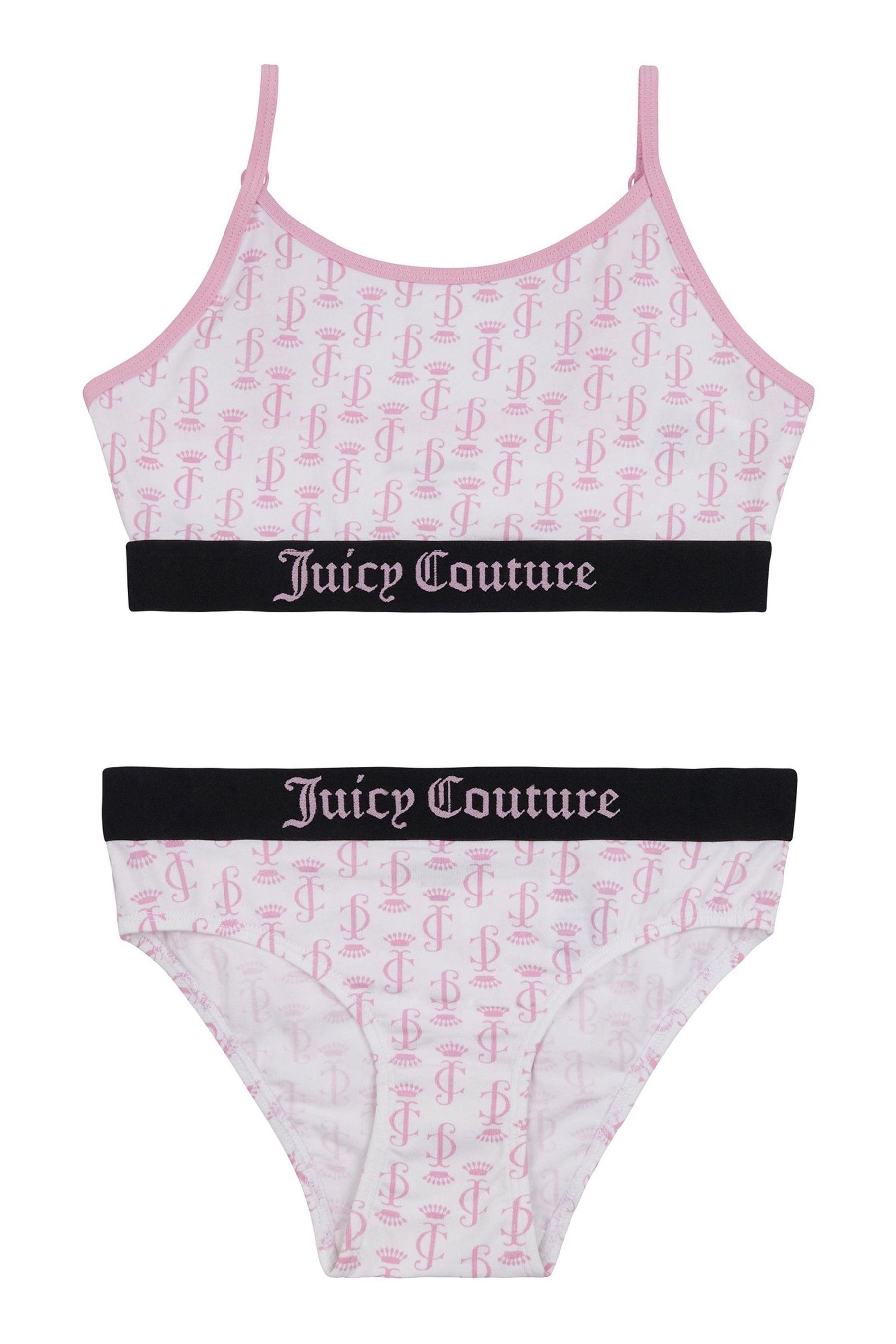 Buy Juicy Couture Juicy White Pink Printed Bralette Brief