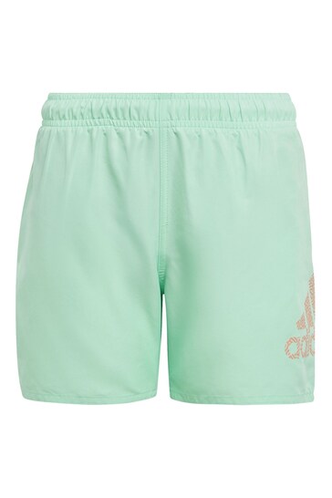 adidas Green Junior Logo CLX Swim Shorts