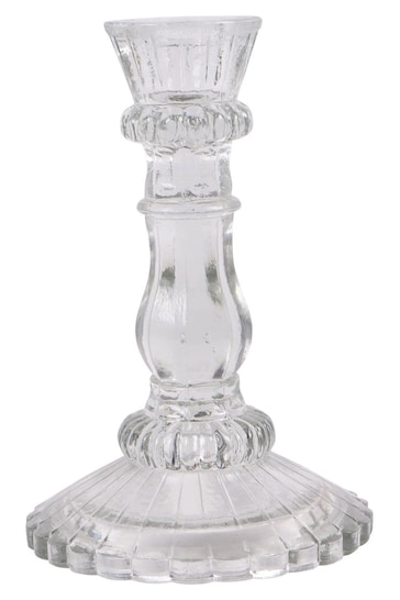 Laura Ashley Clear Pressed Glass Candle Holder
