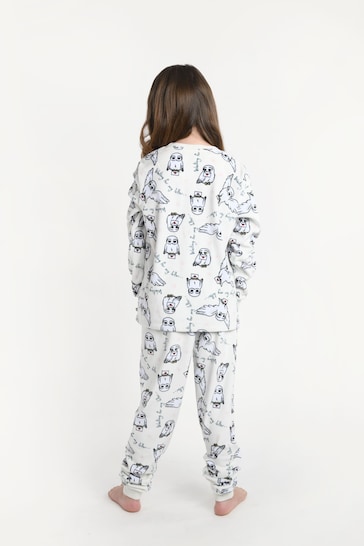 Brand Threads Cream Girls Harry Potter Hedwig Divine Fleece Pyjamas
