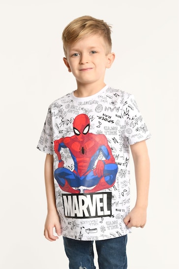 Brand Threads White Marvel Spiderman Boys T Shirt