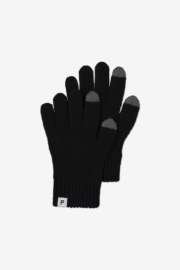 Polarn O. Pyret Black Wool Touch Screen Gloves