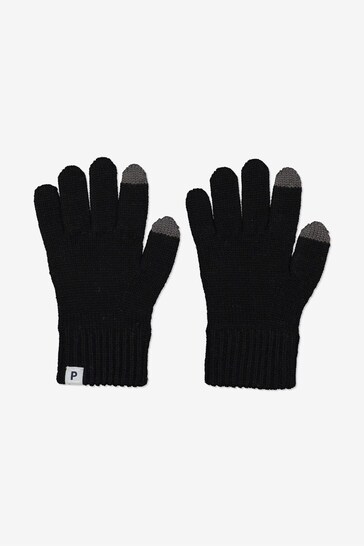 Polarn O. Pyret Black Wool Touch Screen Gloves