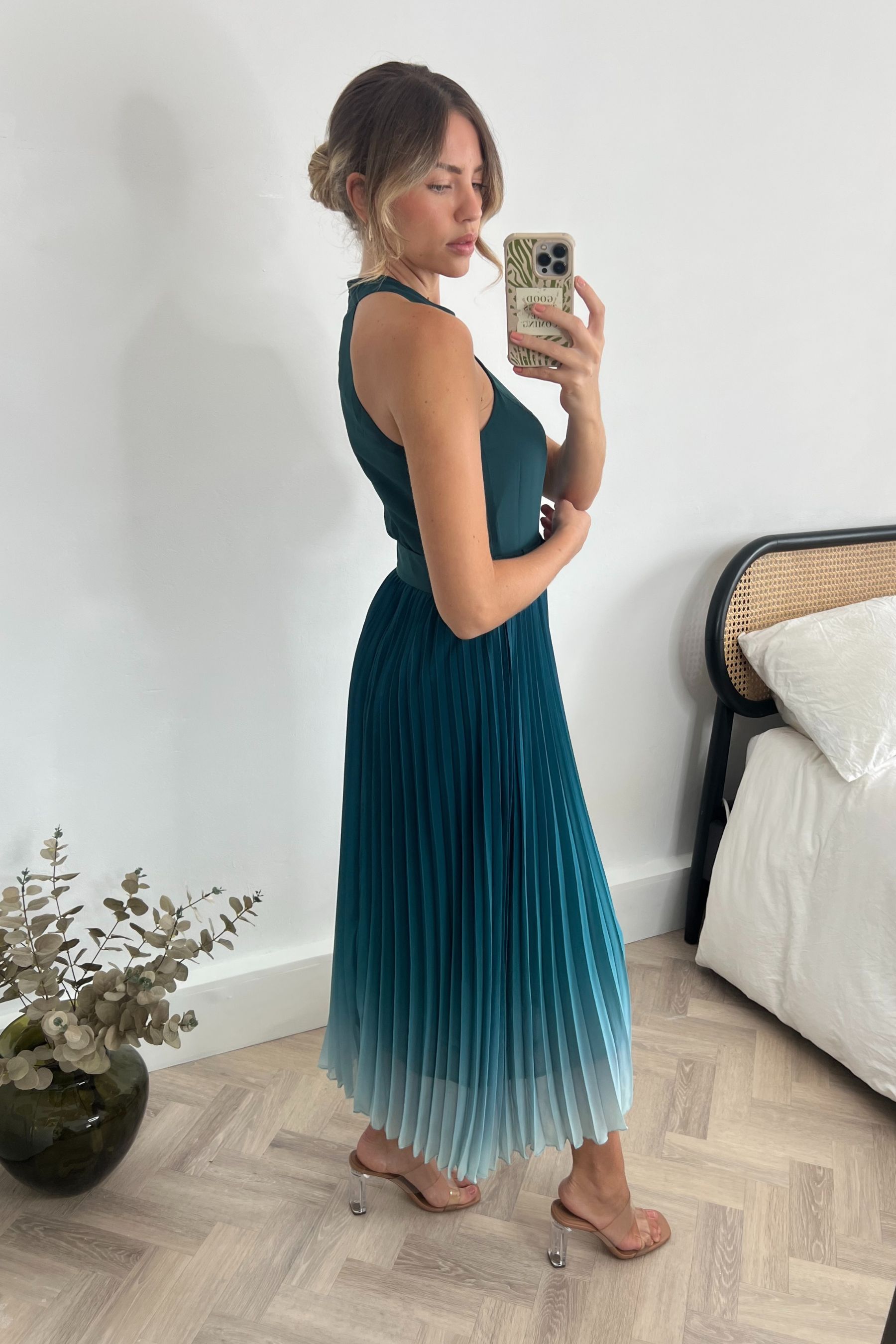 Lipsy ombre pleated maxi dress store