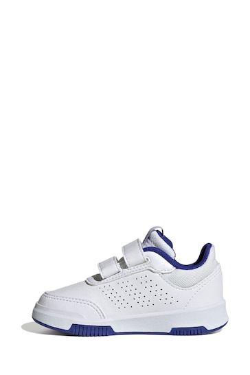 adidas White/Blue Tensaur Hook and Loop Shoes