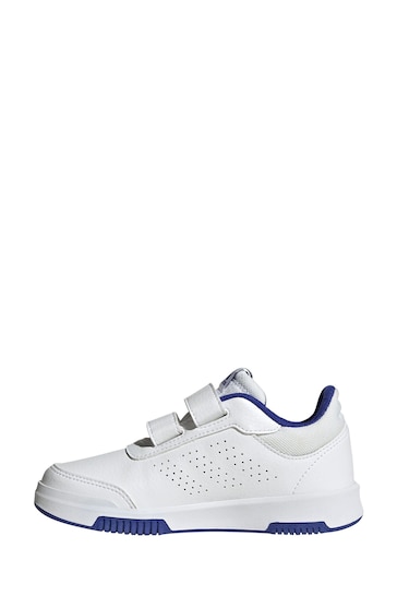 adidas White/Blue Tensaur Hook and Loop Shoes
