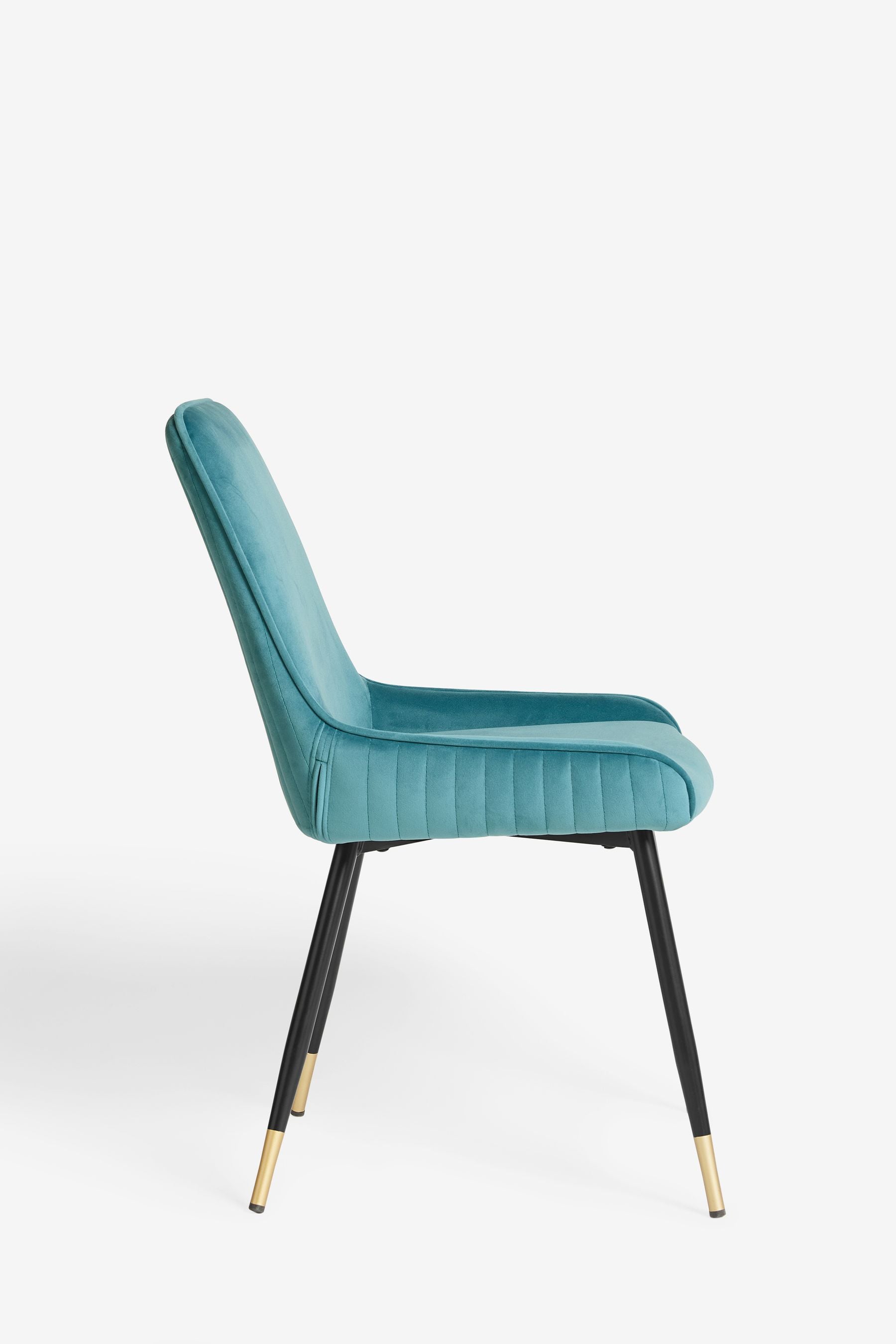 Set of 2 Soft Velvet Teal Blue Piano Non Arm Dining Chairs