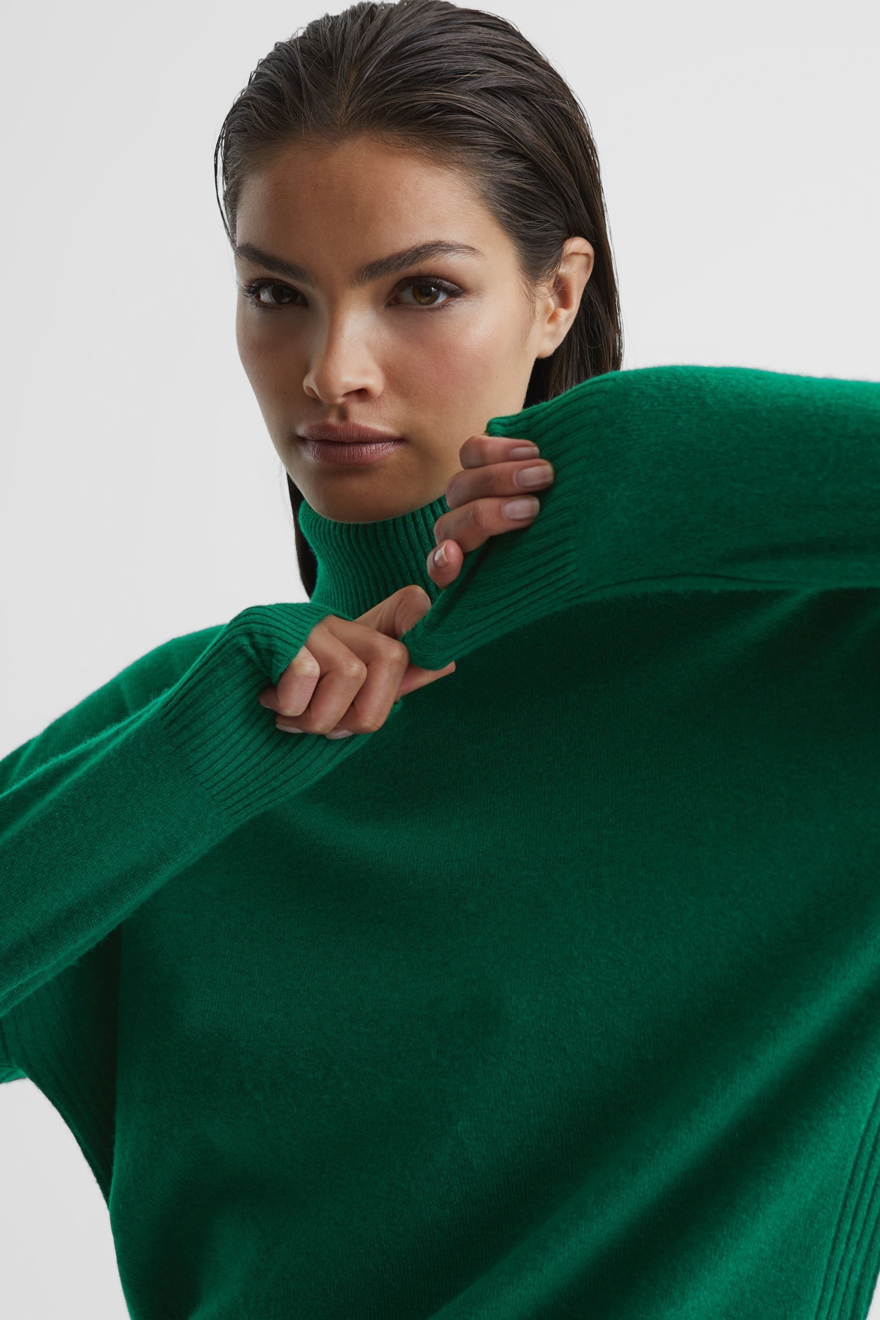 Buy Reiss Green Nova Wool Blend Roll Neck Jumper from the Next UK online shop
