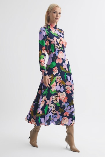 Florere Floral Long Sleeve Midi Dress