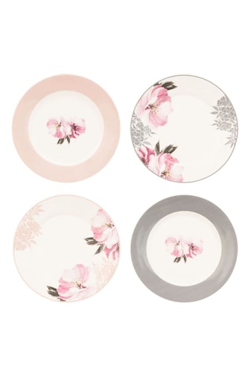 Catherine Lansfield Set of 4 Dramatic Floral Cake Plates 6 Inch