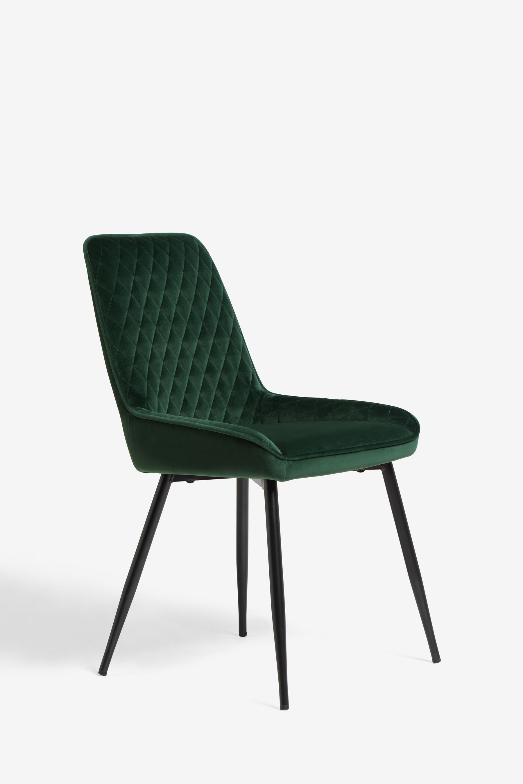 Buy Set of 2 Soft Velvet Emerald Green Hamilton Black Leg Quilted Dining Chairs from the Next UK online shop