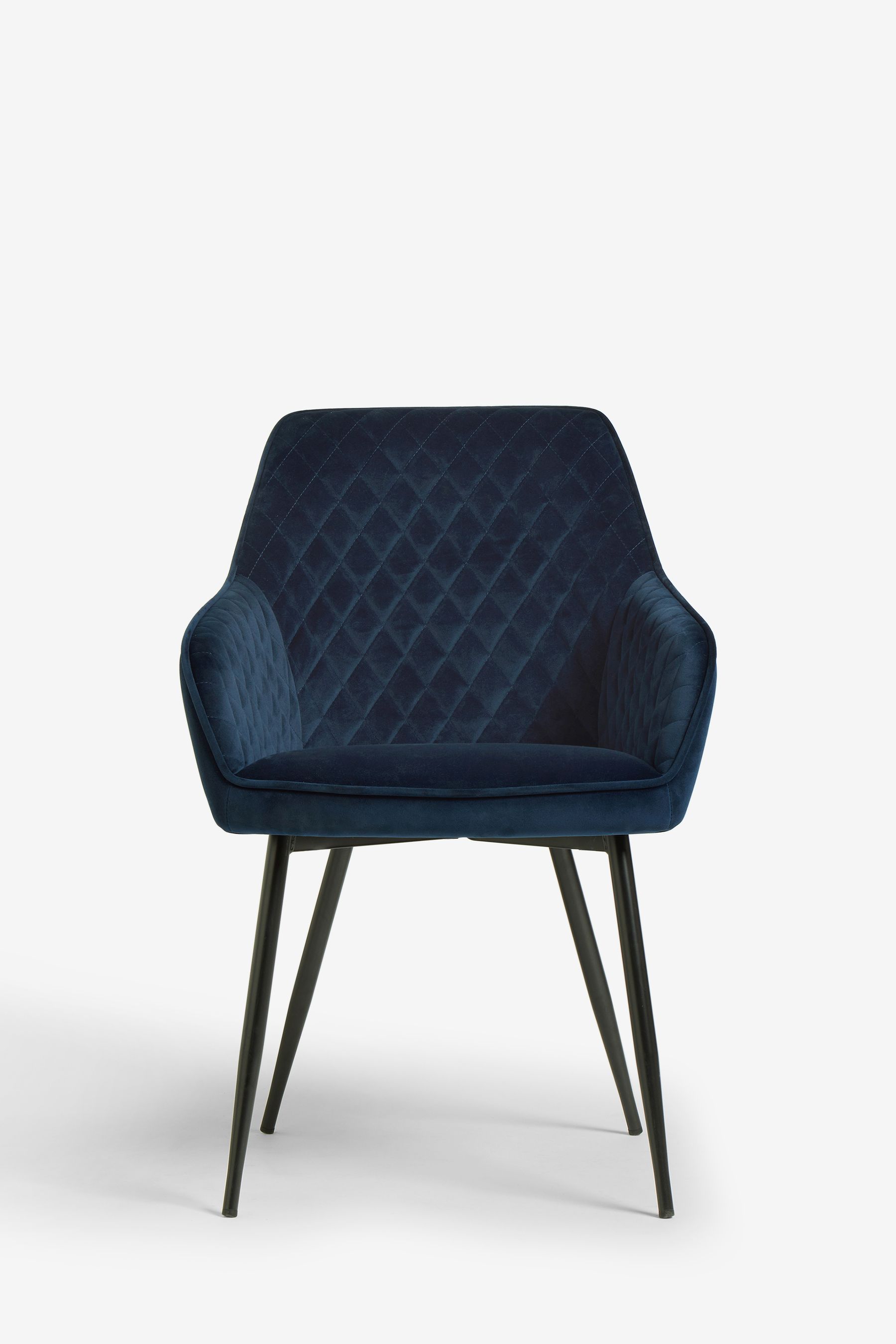 Buy Set of 2 Soft Velvet Navy Blue Black Legs Hamilton Arm Dining