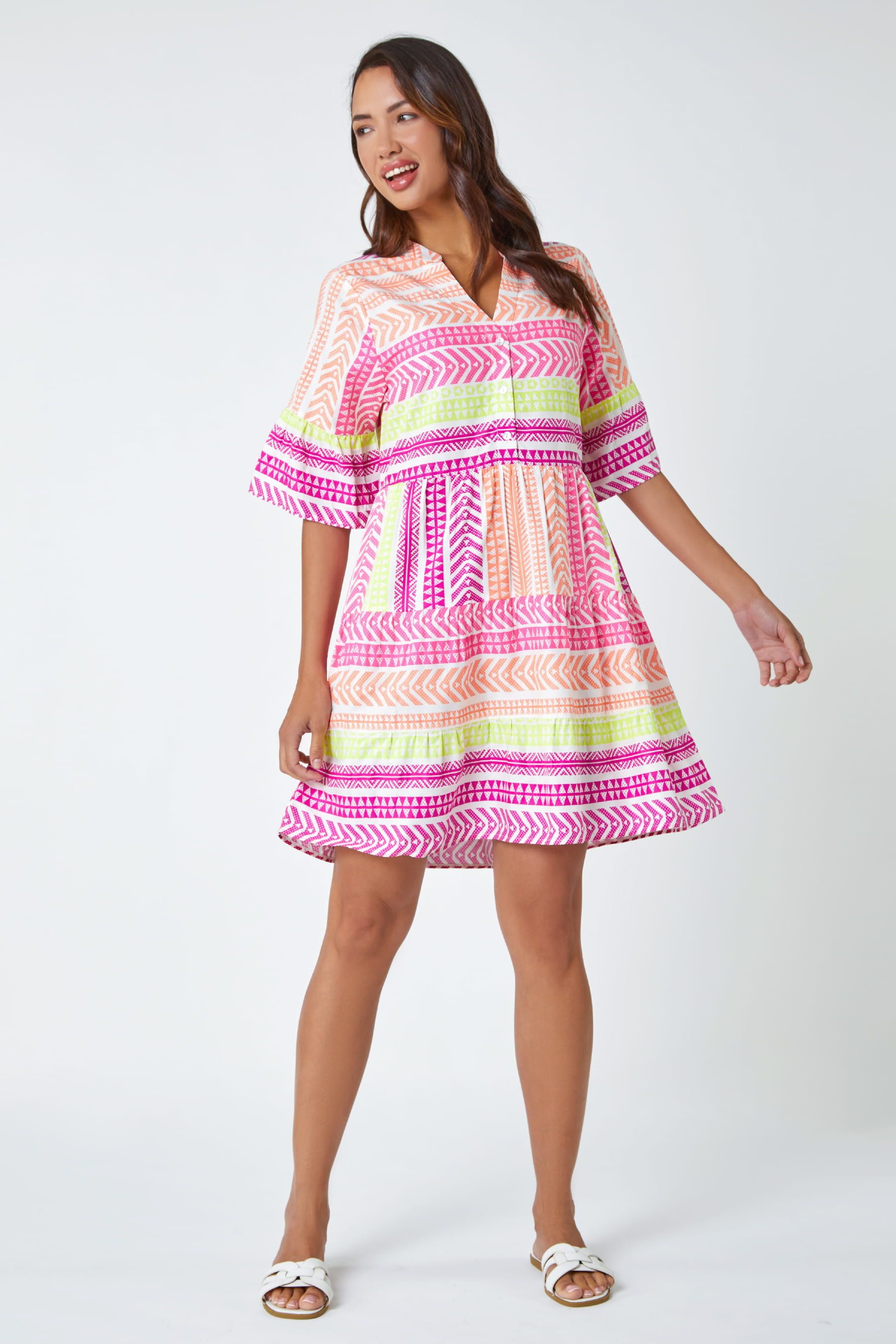 Buy Roman Pink Aztec Print Smock Dress from the Next UK online shop