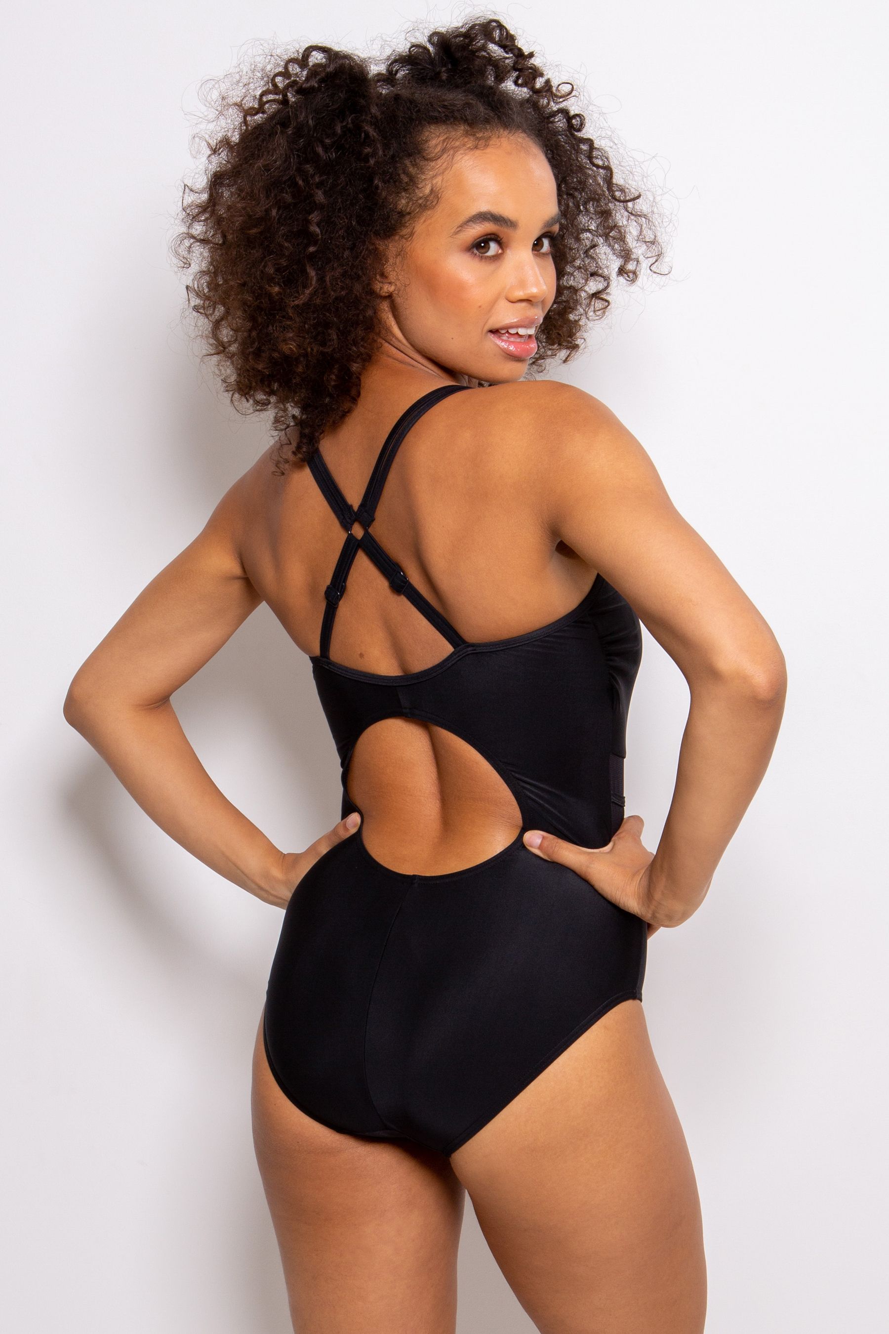 Buy Pour Moi Black Energy Double Strap Racerback Mesh Swimsuit from the Next UK online shop