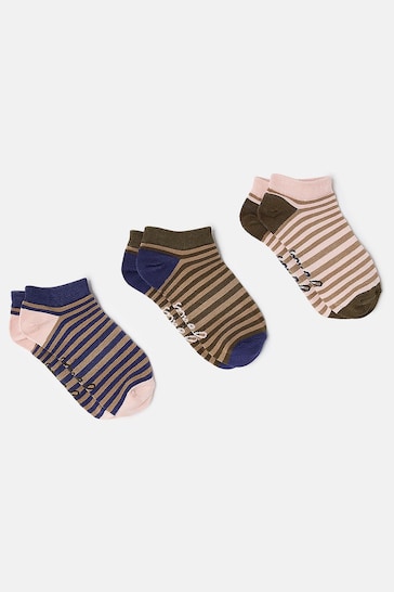 Joules Rilla Pink Striped Trainer Socks (3 Pack)
