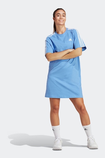 adidas Blue Sportswear Essentials 3-Stripes Single Jersey Boyfriend T-Shirt Dress