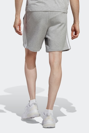 adidas Grey Essentials French Terry 3-Stripes Shorts