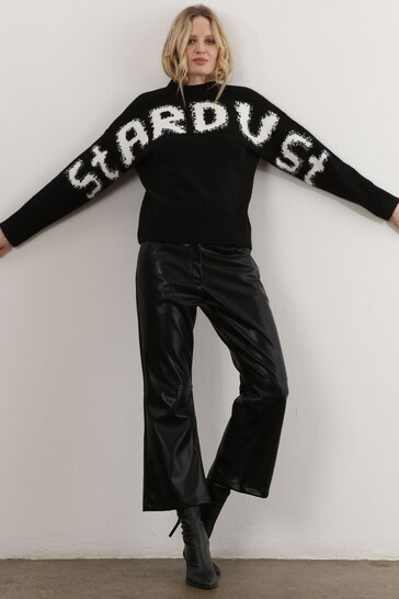 Religion Black Chrome Oversized Slogan Jumper In Soft Fluffy Knit