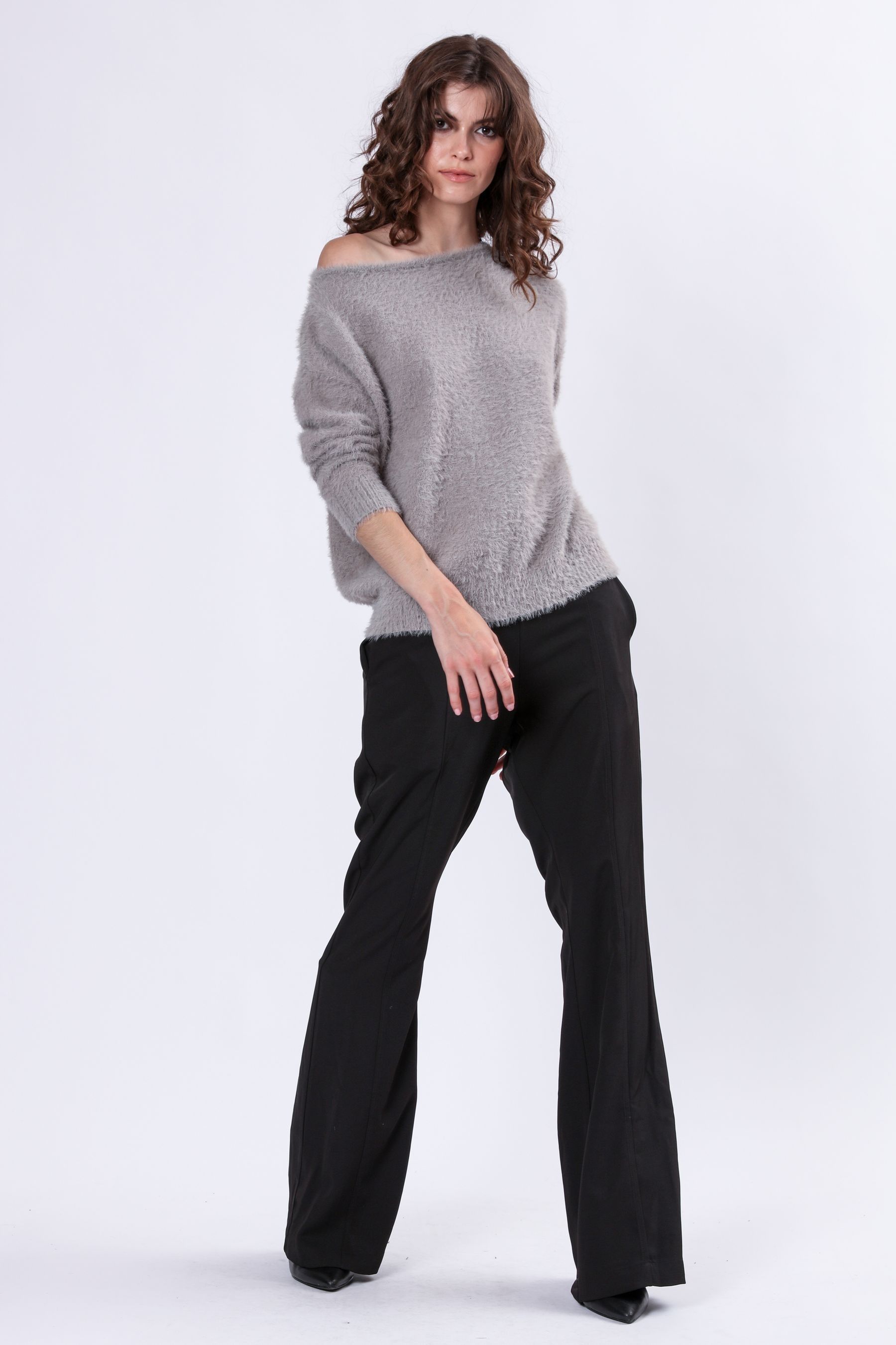 Fluffy grey jumper top