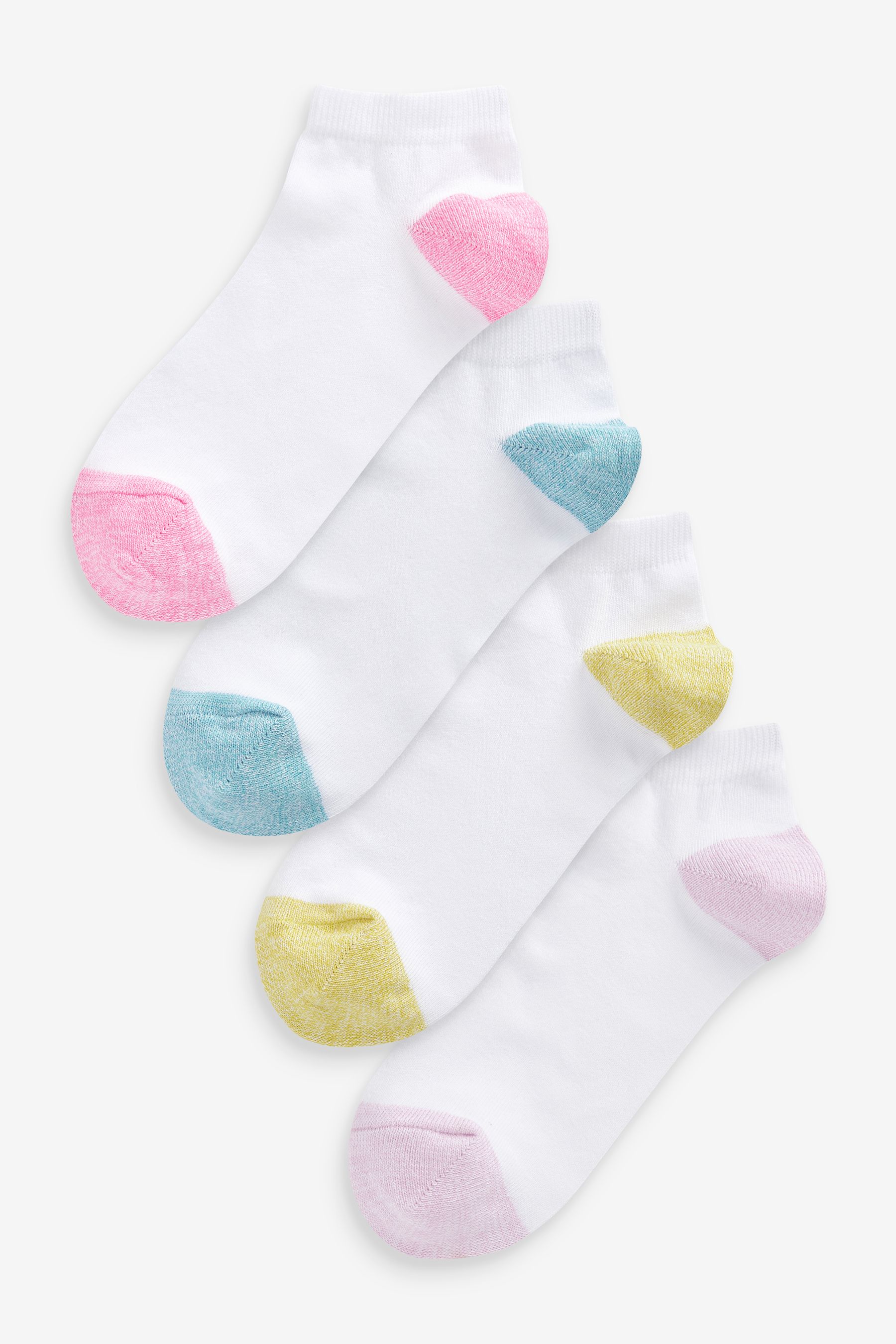 White Pastel Trainer Socks 4 Pack