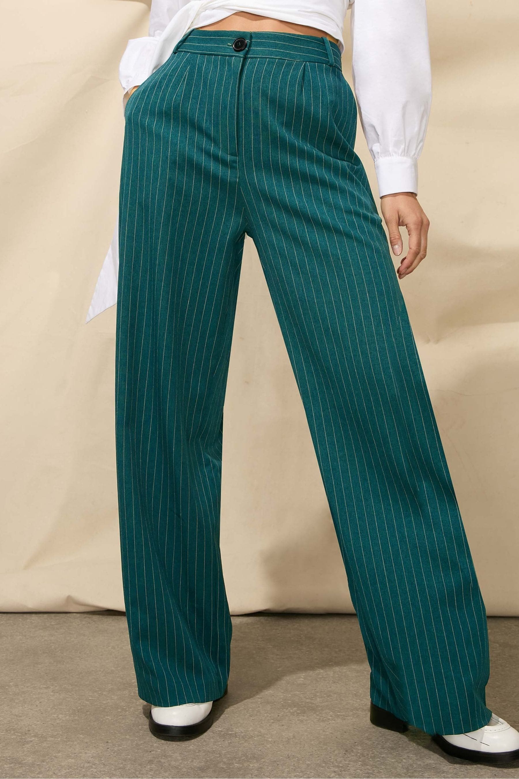 Green 2024 pinstripe trousers