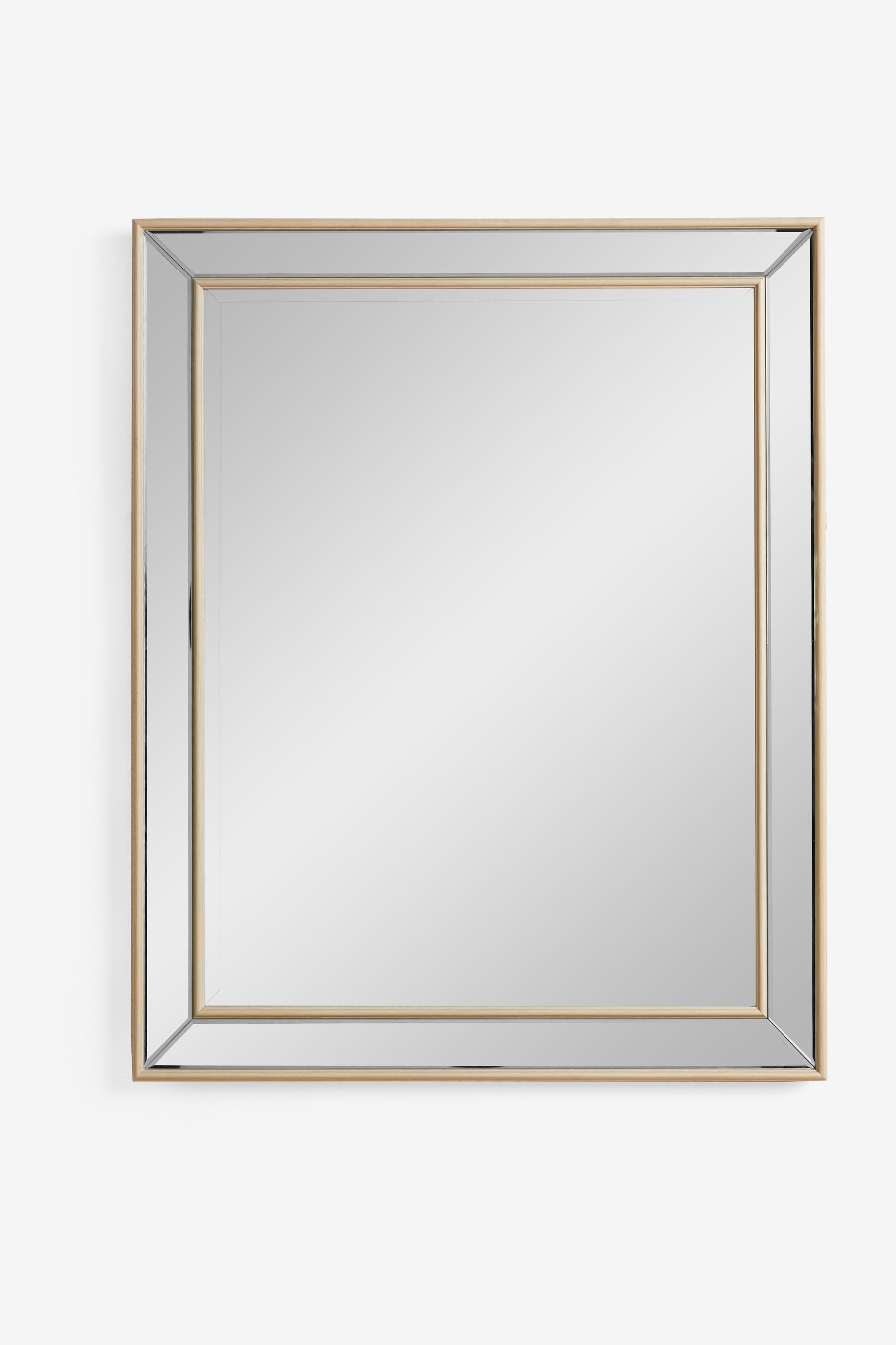 Light Natural Beveled Rectangular Wall Mirror