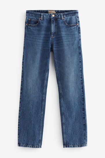Buy Blue Soft Touch Authentic Rigid Cotton Straight Fit Jeans from the Next  UK online shop