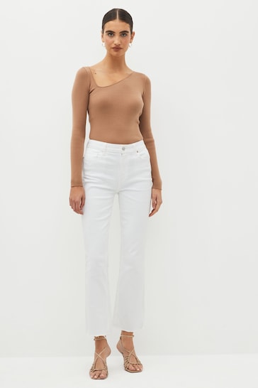 Paige Claudine White Ankle Flare Jeans With Surf Side Hem