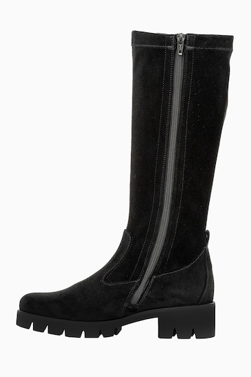 Gabor Baku Black Microvelour Long Boots